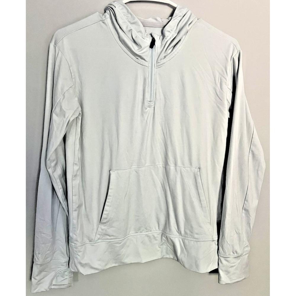 Athleta Girl Hoodie Girls XL/14 Gray Quarter Zip Kangaroo Pocket Thumbholes